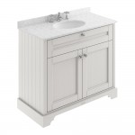 Old London by Hudson Reed 1000mm 2-Door Vanity Unit & Grey Round Marble Top Basin 3TH - Timeless Sand Woodgrain