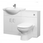 Nuie Saturn Combination Furniture Pack with 1TH Round Basin, Back to Wall Toilet Pan & Furniture Cistern - Gloss White