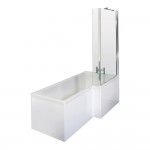 Nuie L-shaped Square Shower Bath with Screen and Front Panel 1700mm L x 850mm W - Gloss White - Right Handed