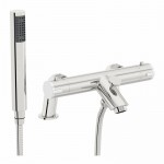 Soho Chrome Deck Mounted Thermostatic Bath Shower Mixer Tap - Modern Rounded Design