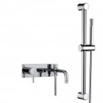 Nuie Tec Single Lever Wall Mounted Bath Shower Mixer Tap with Round Slider Shower Rail Kit