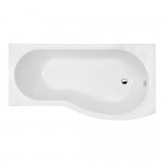 Nuie B-Shaped Shower Bath 1500mm L x 900mm W - Gloss White - Right Handed