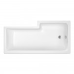 Nuie Square L-Shaped Shower Bath 1500mm L x 850mm W - Gloss White - Left Handed