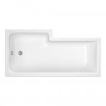 Nuie Square L-Shaped Shower Bath 1600mm L x 850mm W - Gloss White - Right Handed