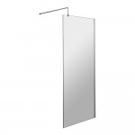 Nuie Wetroom Shower Screen with Chrome Fixed Profile & Support Bar 1850mm H x 700mm W x 8mm Glass