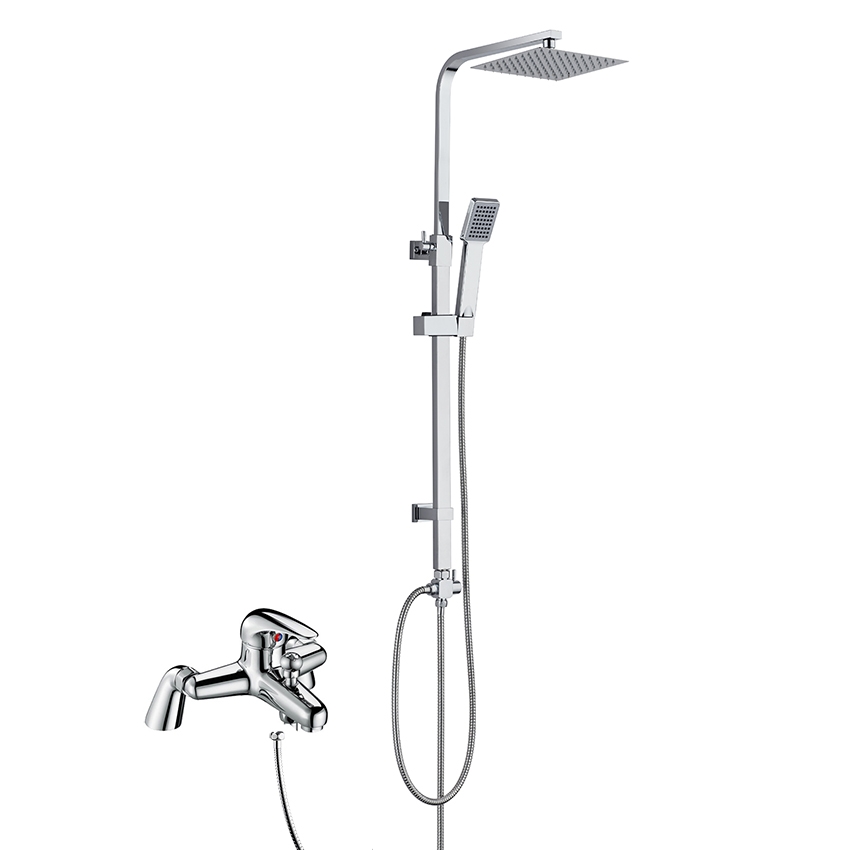 Eaton Single Lever Deck Mounted Bath Shower Mixer Tap with Square 3 Way