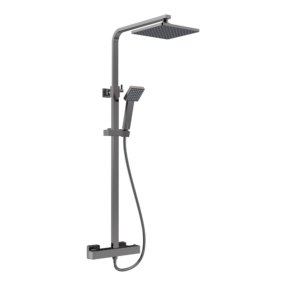 Nuie Square Thermostatic Bar Mixer Shower with Shower Kit & Fixed