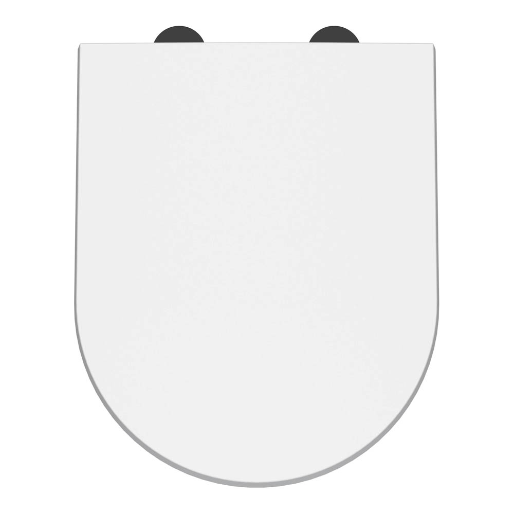 Hudson Reed Angular D Shaped Soft Close Toilet Seat with Black Cover