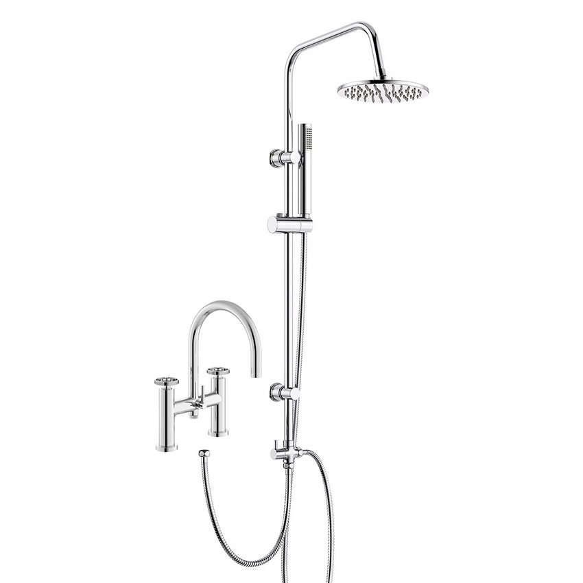 Nuie Revolution Bath Shower Mixer Tap with 3 Way Round Rigid Riser